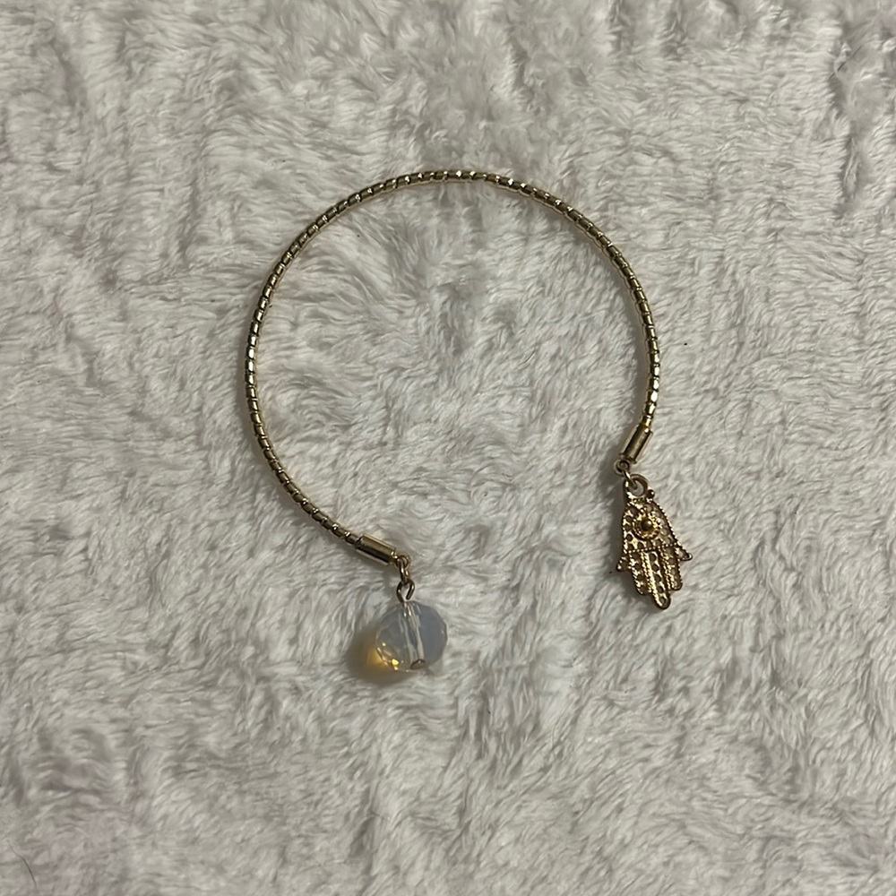 Hamsa Gold Tone Bead Bracelet